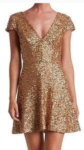 SOLD Sequined gold figure flattering dress